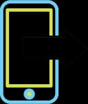 Mobile app icon with black arrow pointing right indicating navigation or export