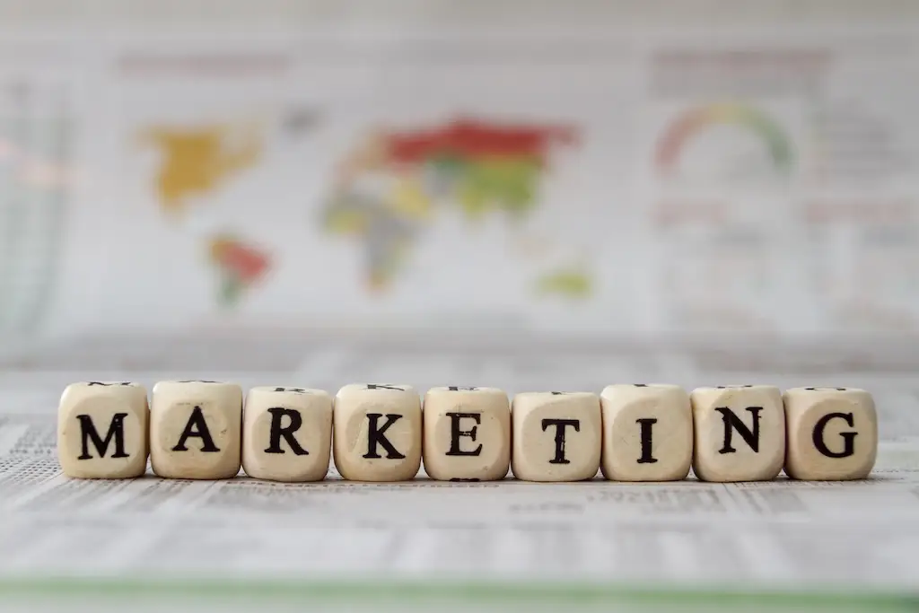 block letters spelling marketing