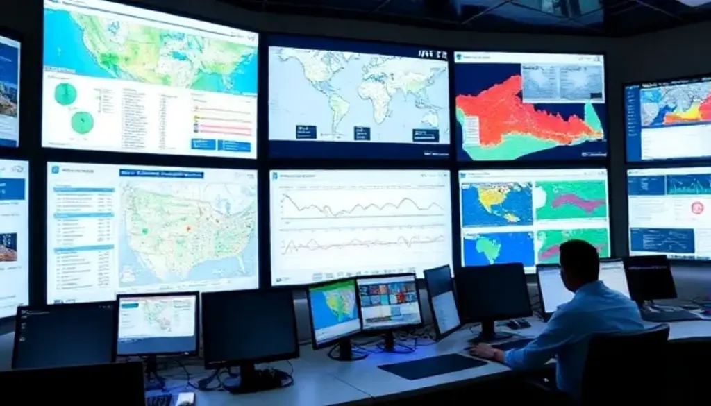 Control room with RTV management software and operators monitoring data