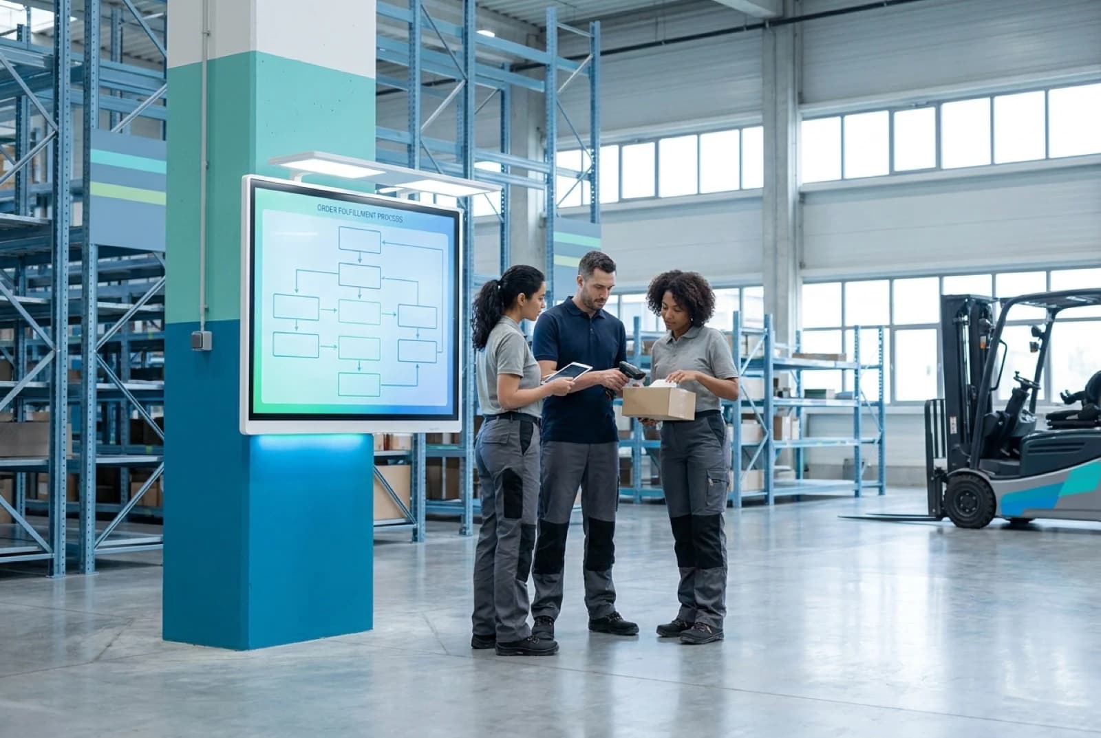 SphereWMS e-commerce warehouse management system workflow diagram showing order fulfillment process steps