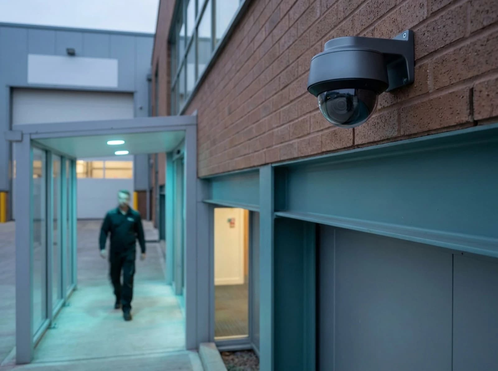 warehouse security camera on building exterior