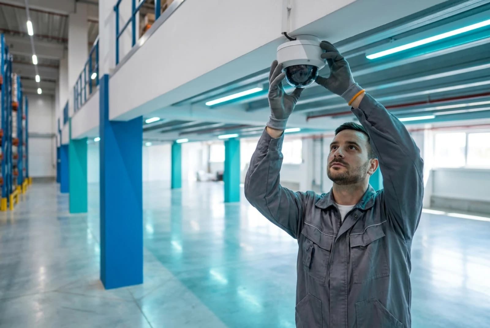 hands positioning warehouse security cameras