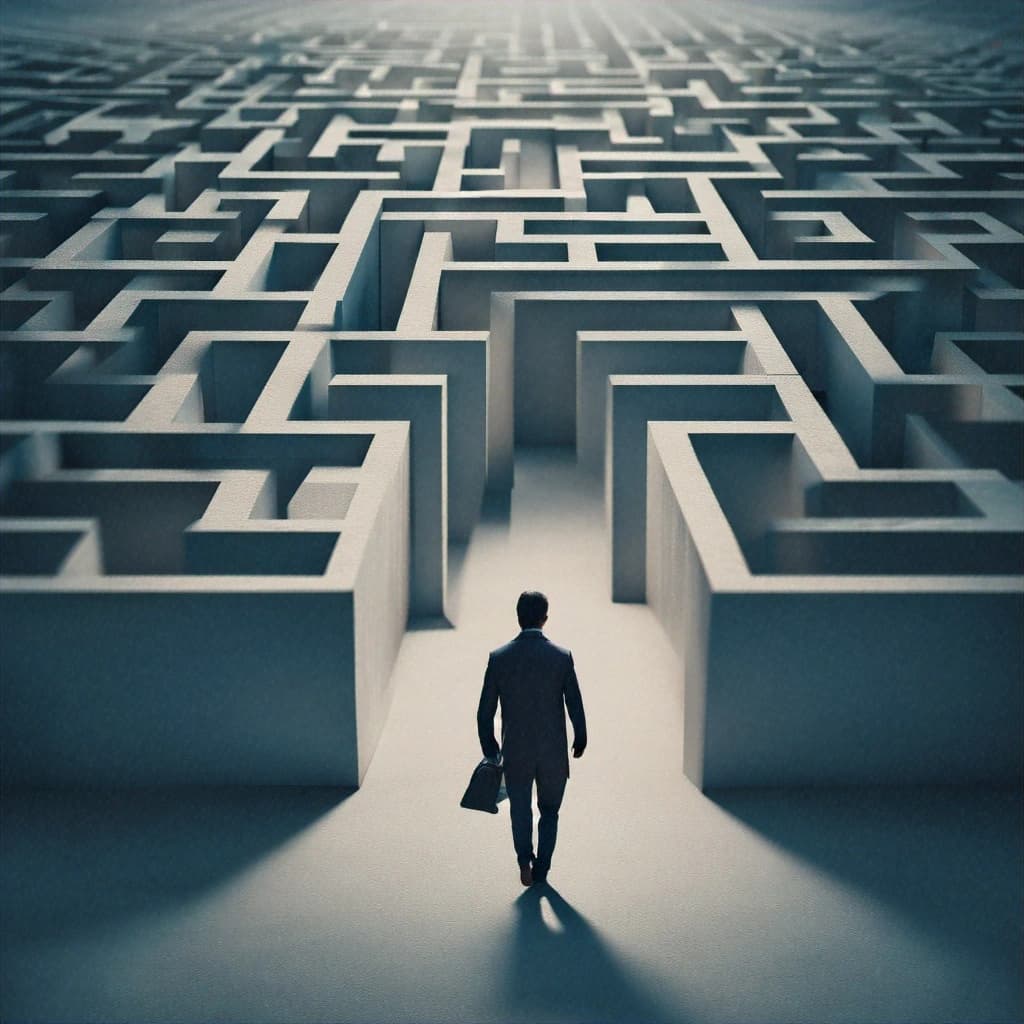 man approaching a maze