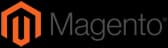 Magento e-commerce platform logo with orange icon and gray text