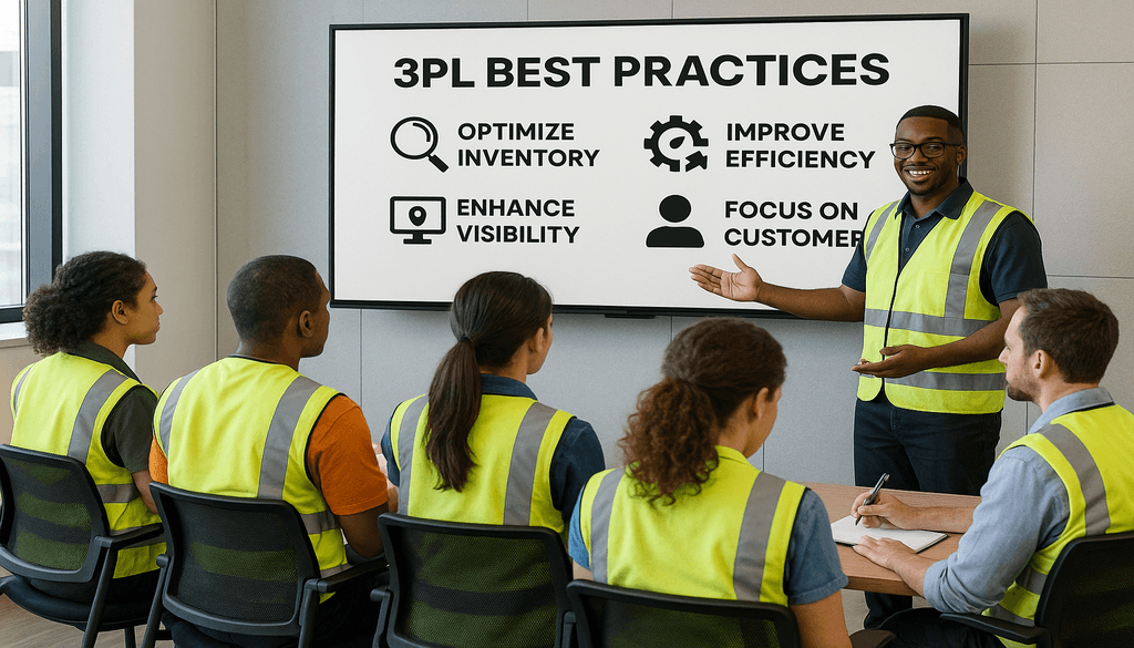 3PL warehouse team training session on WMS best practices for inventory optimization