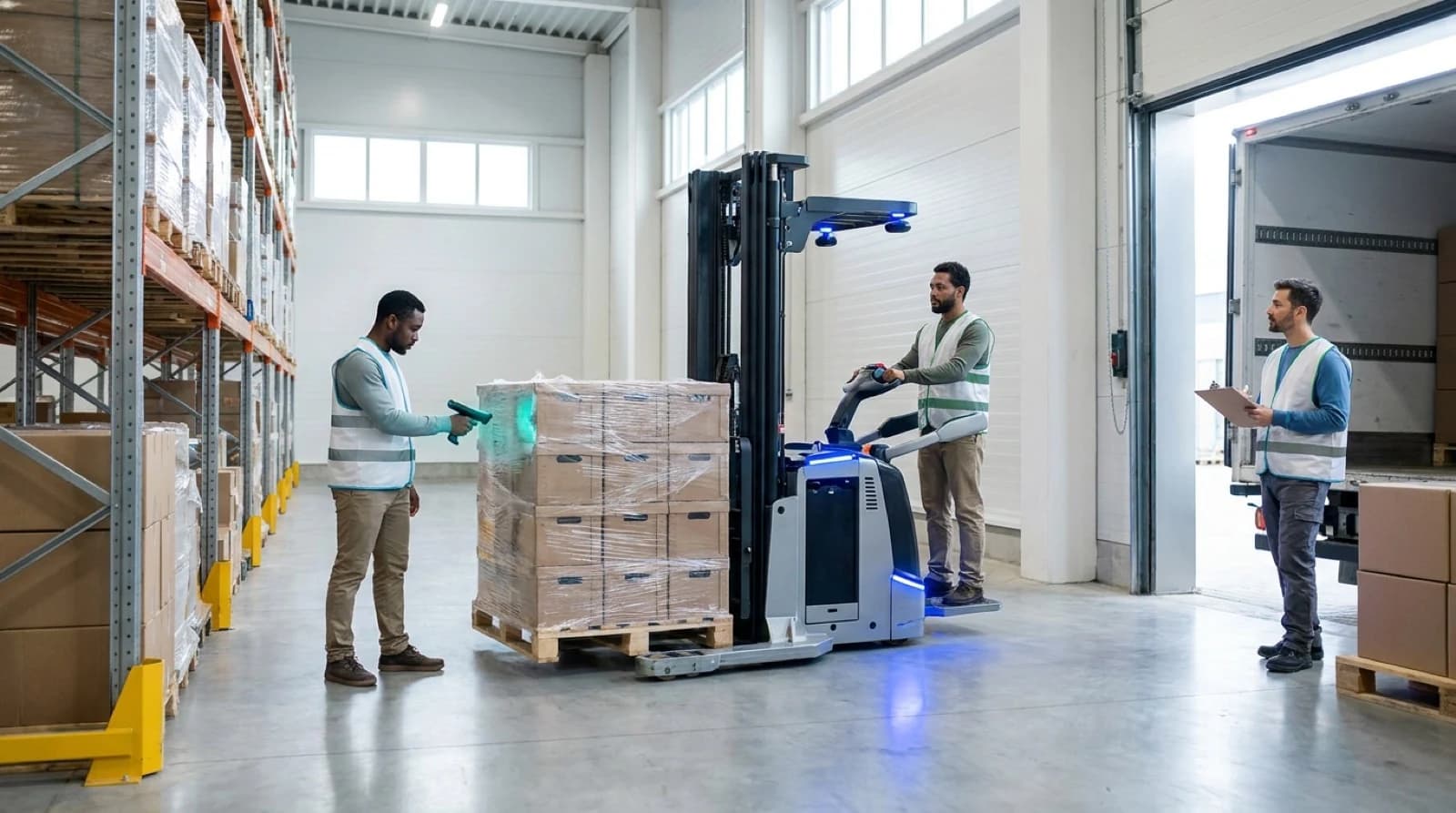 illustration of warehouse receiving inventory process