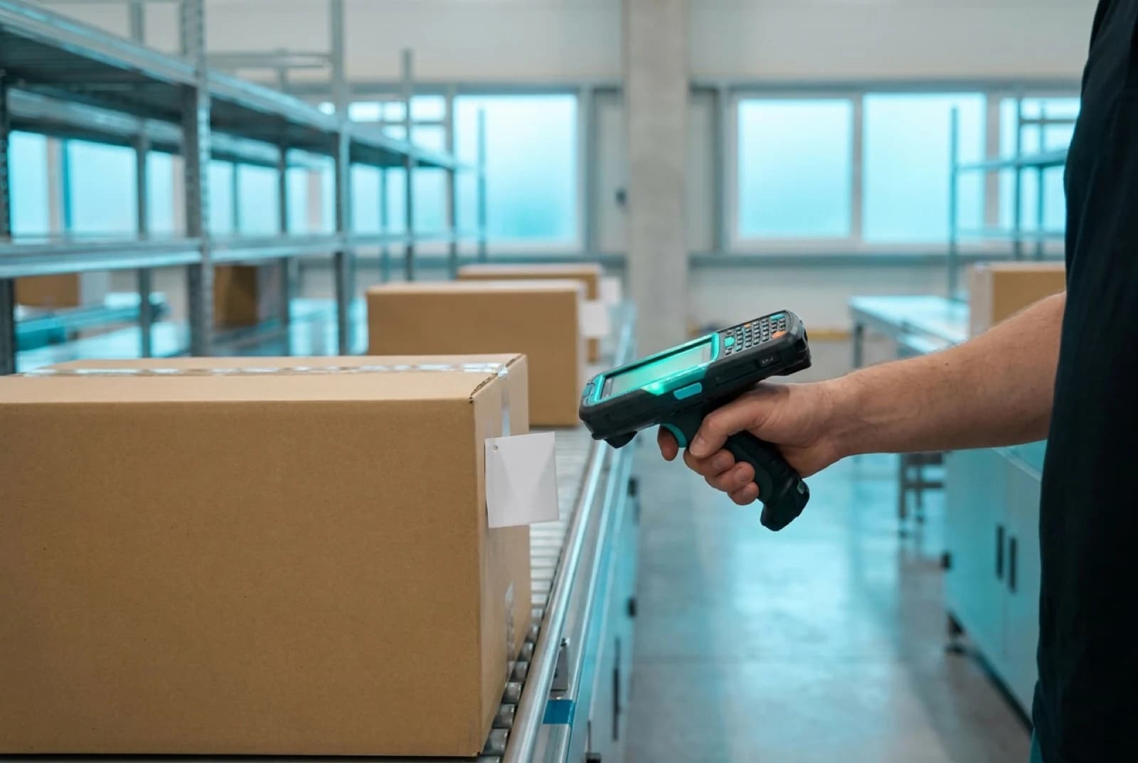 rfid warehouse management system scanner and box with tag