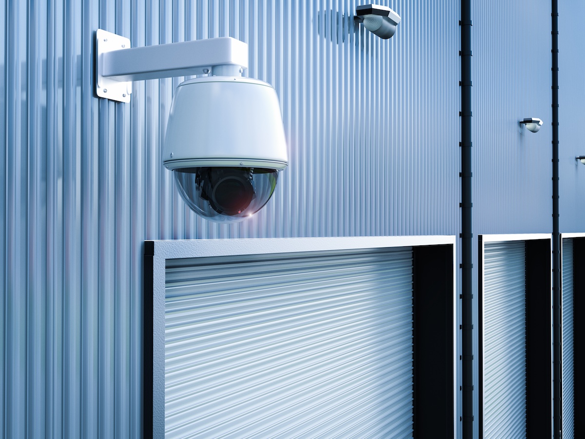 warehouse security camera on building exterior