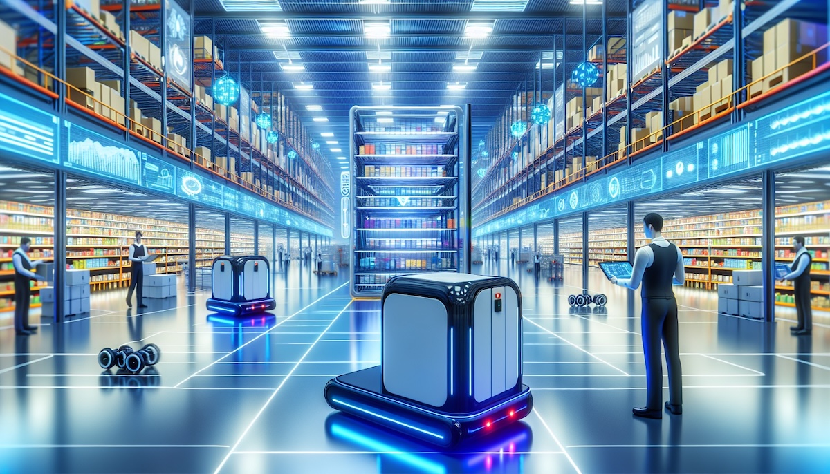 futuristic illustration showing latest trends in warehouse management