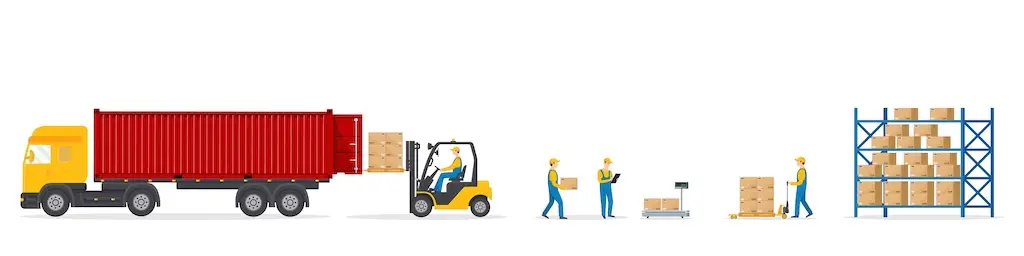 illustration of warehouse order fulfillment process