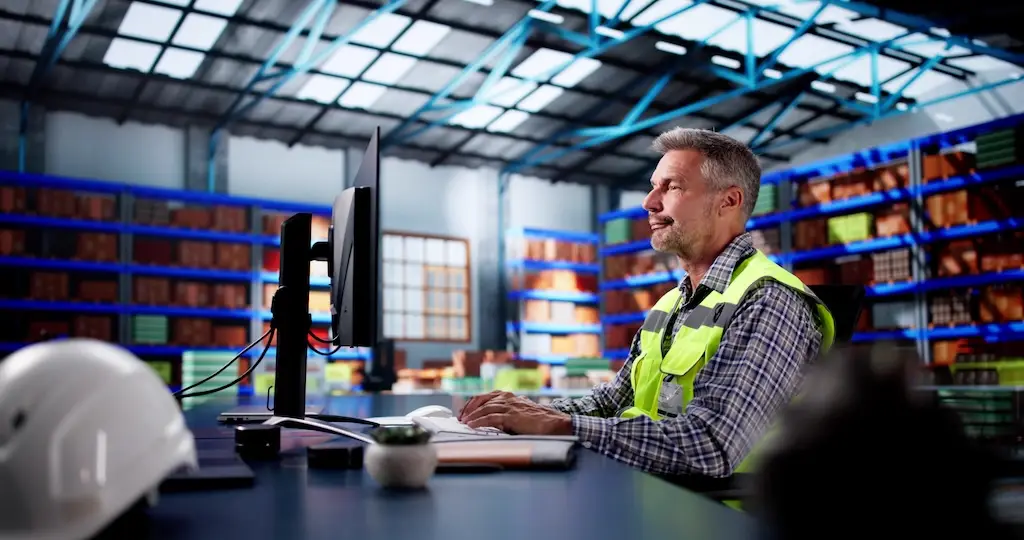 warehouse manager viewing inventory kpi data