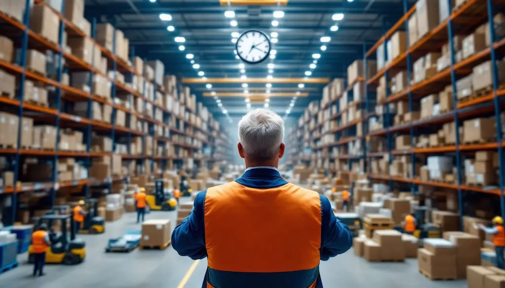 back of warehouse manager in large facility