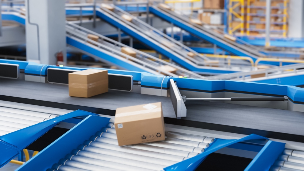 boxes moving on a conveyor belt