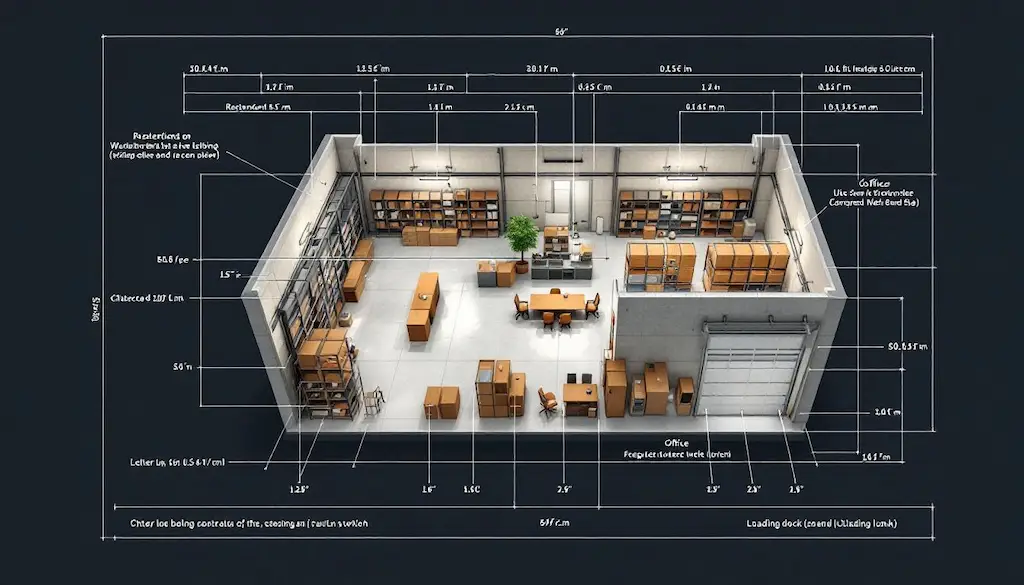 3d cutout of small warehouse size