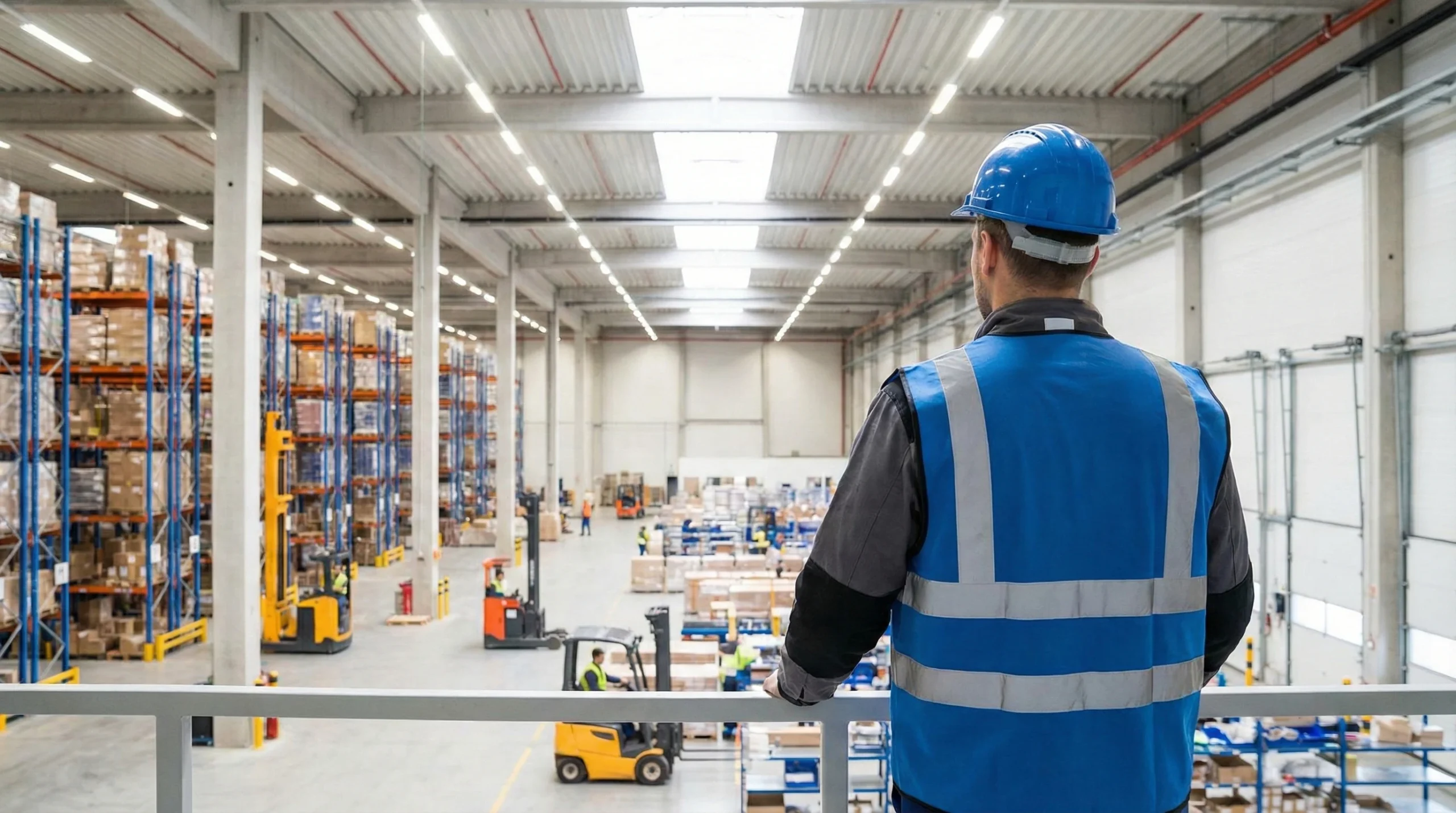 back of warehouse manager in large facility