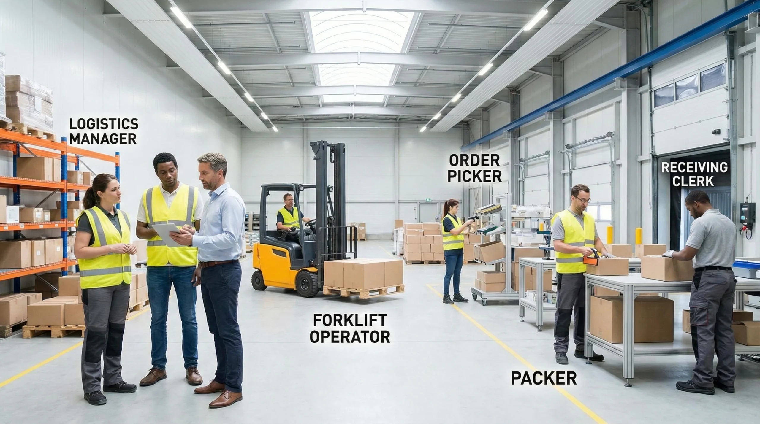 different warehouse worker job descriptions illustration