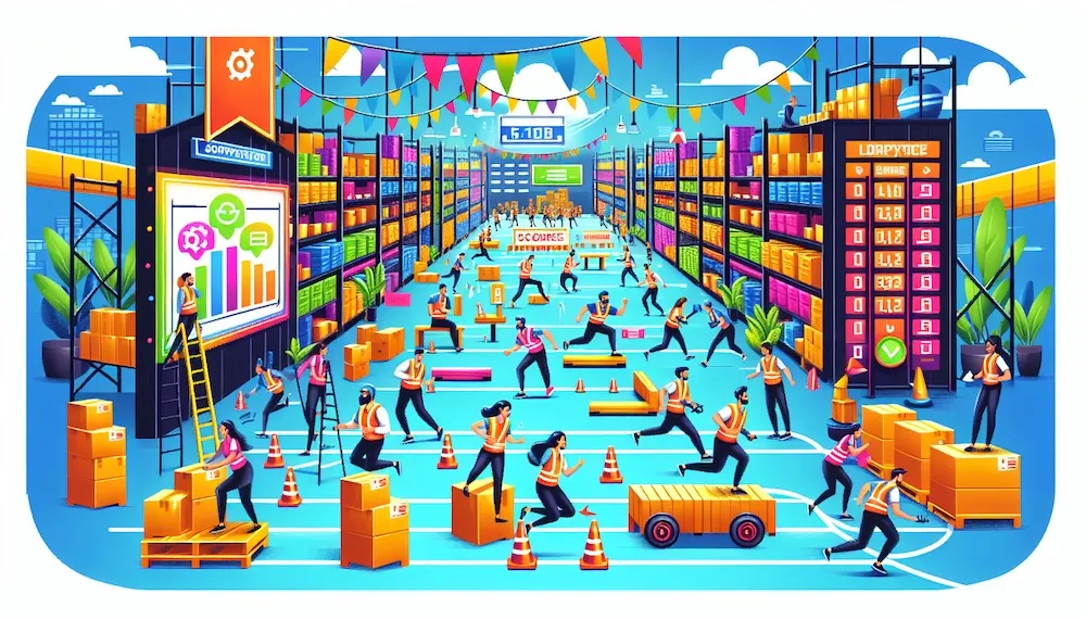 illustration showing warehouse gamification ideas