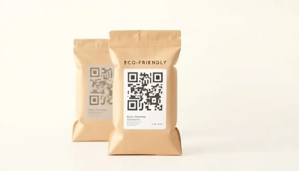 Eco-friendly branded packaging bags with QR codes for e-commerce product shipping