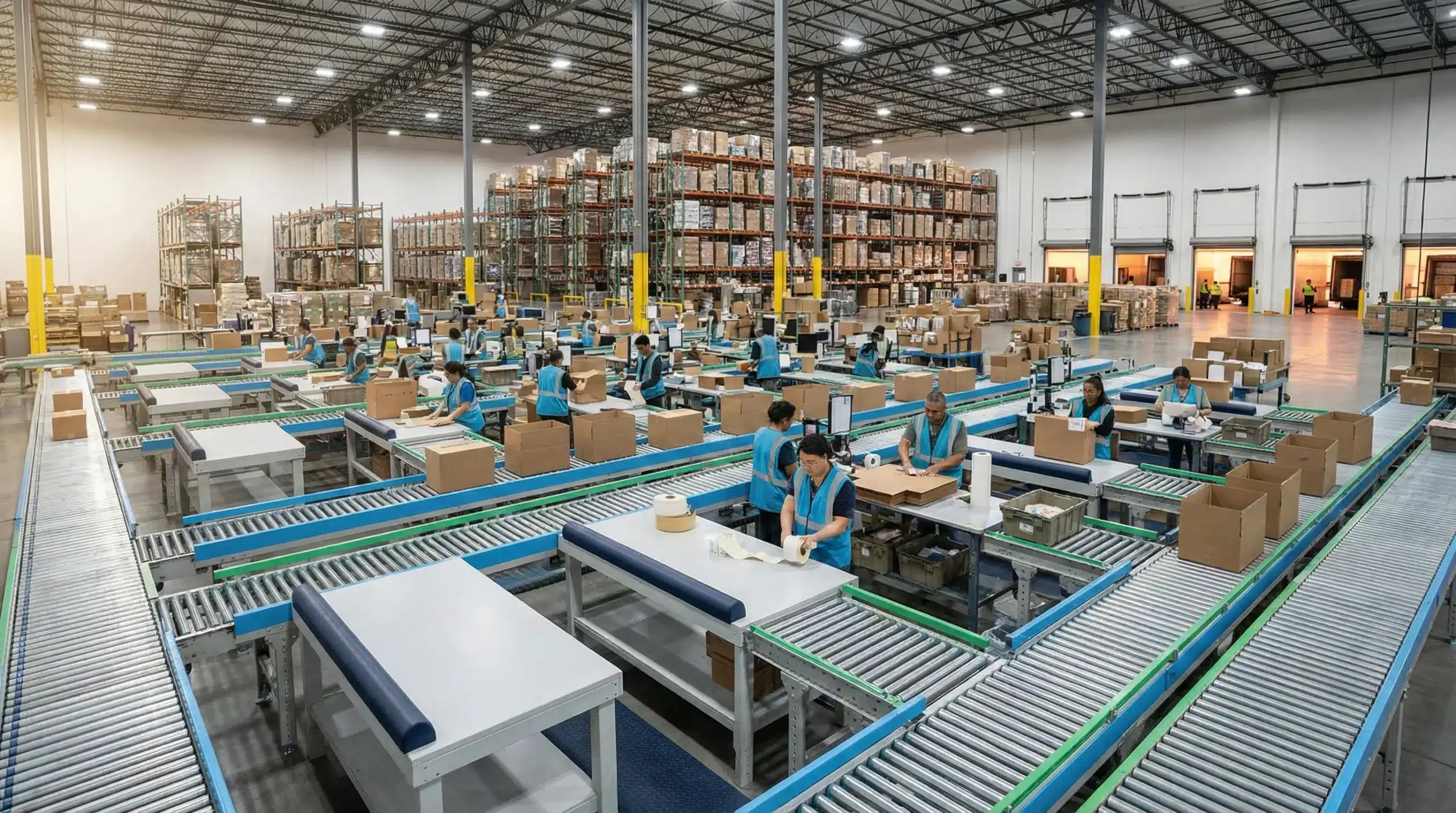 Wide distribution floor with active operations