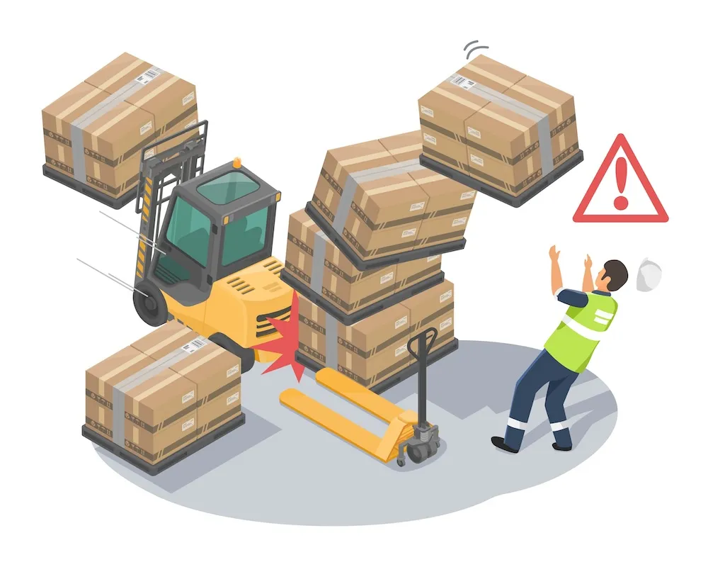 warehouse safety hazard falling pallets illustration