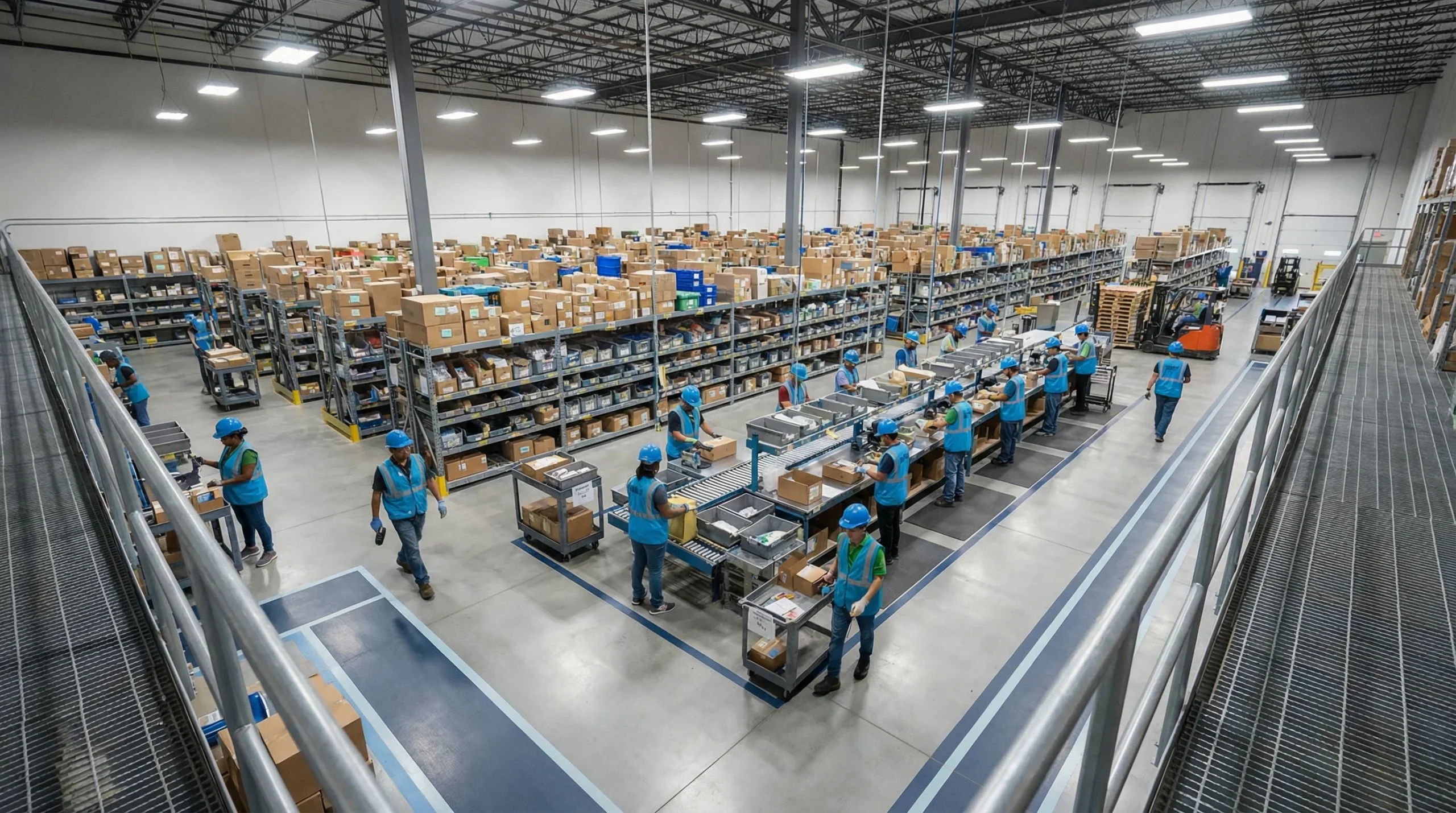 Warehouse workers in pick and pack operation