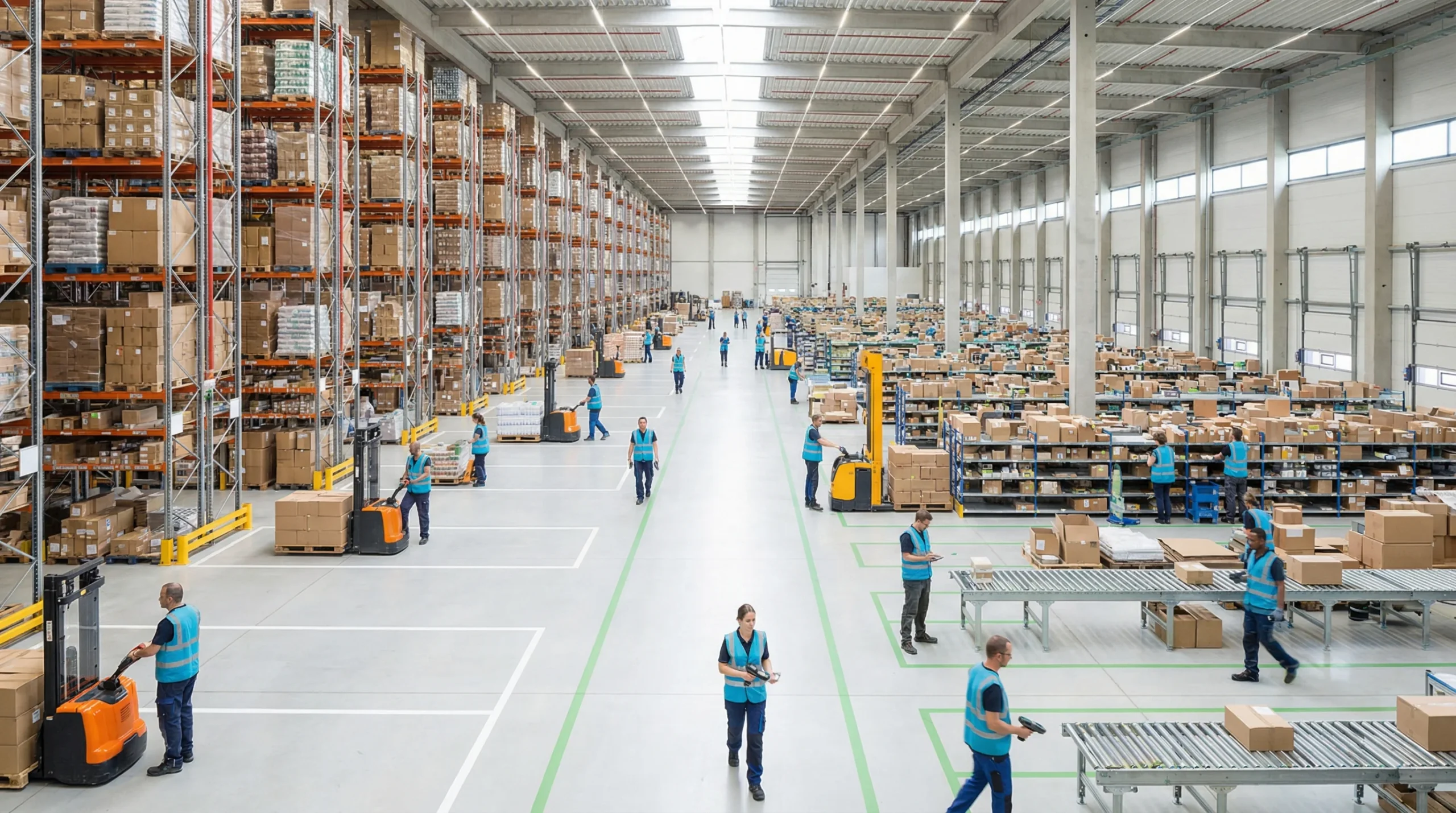 Wide shot of warehouse operations